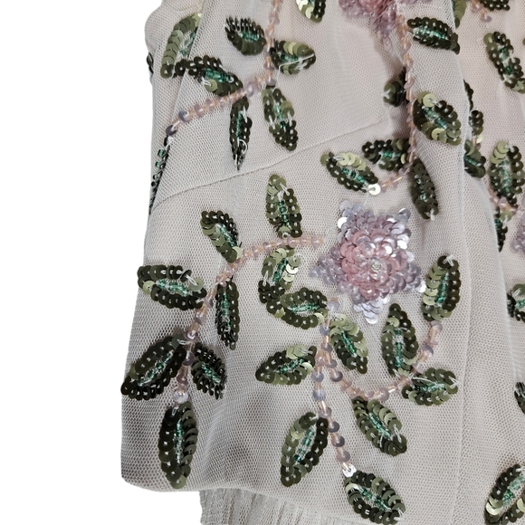 Adrianna Papell Floral Sequin Maxi Gown Sz 6 PETITE Formal Fairy Whimsical Dress - Picture 10 of 16